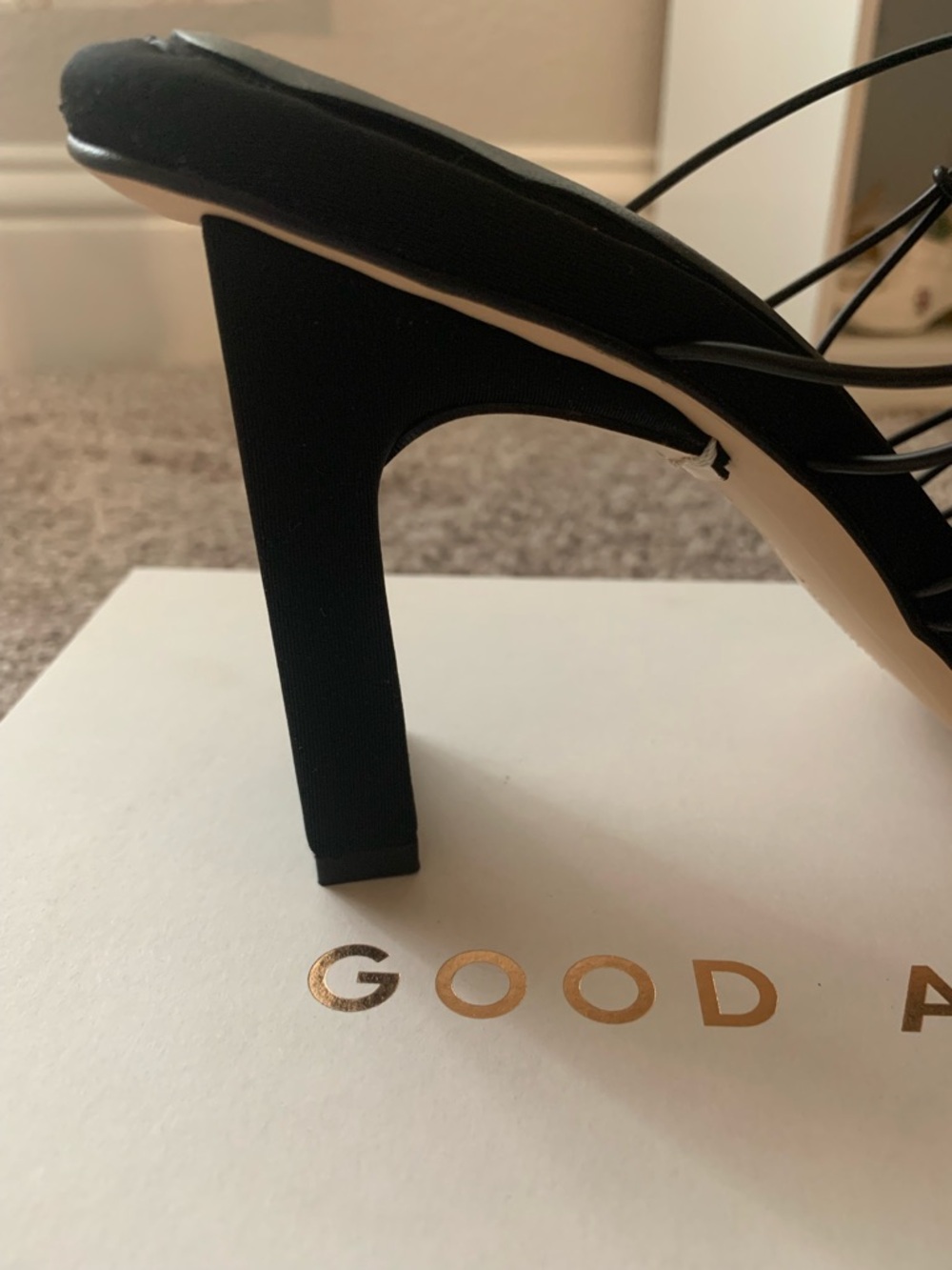 Good American Black Multi-Strap Square-Toe Heeled Mules - Picture 3 of 11
